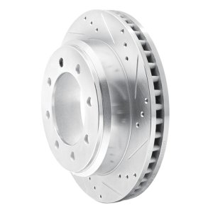 Ford E-350 Super Duty Brake Rotor (1) - Rear Right - R1 Concepts - Drilled & Slotted - Silver - `08-`25